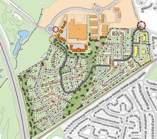 Map of Carr Lane, Prescot, proposed housing development